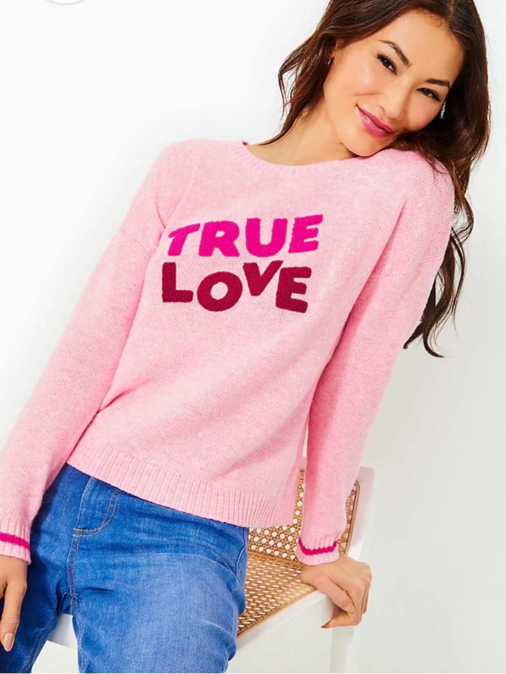 NWT Lilly Pulitzer $128 Pippy Sweater Heathered Conch Shell Pink True Love M L